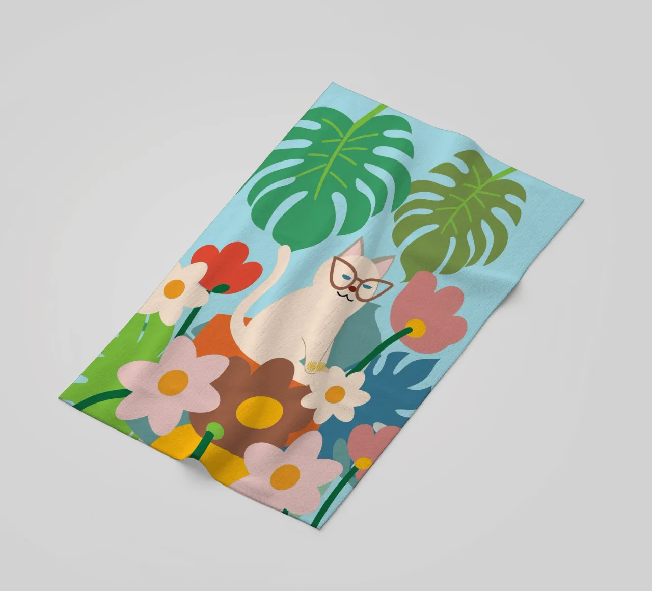 Gatti e fiori telo mare da CUTE ANIMALS