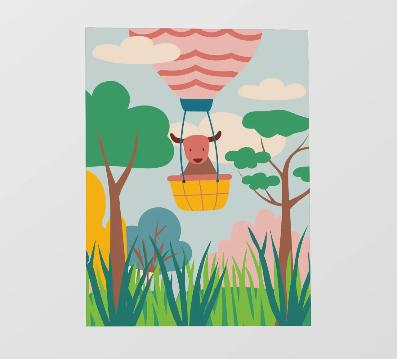 Bull Riding on a Hot Air Balloon photo wallpaper by CUTE ANIMALS