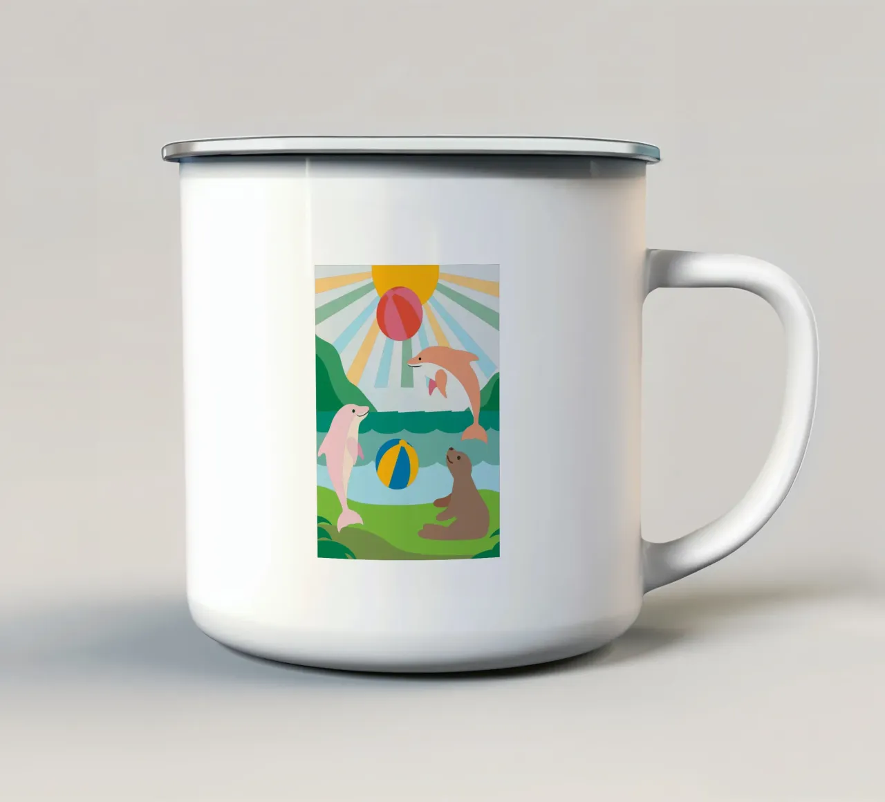 I Delfini giocano tazza in smalto da CUTE ANIMALS