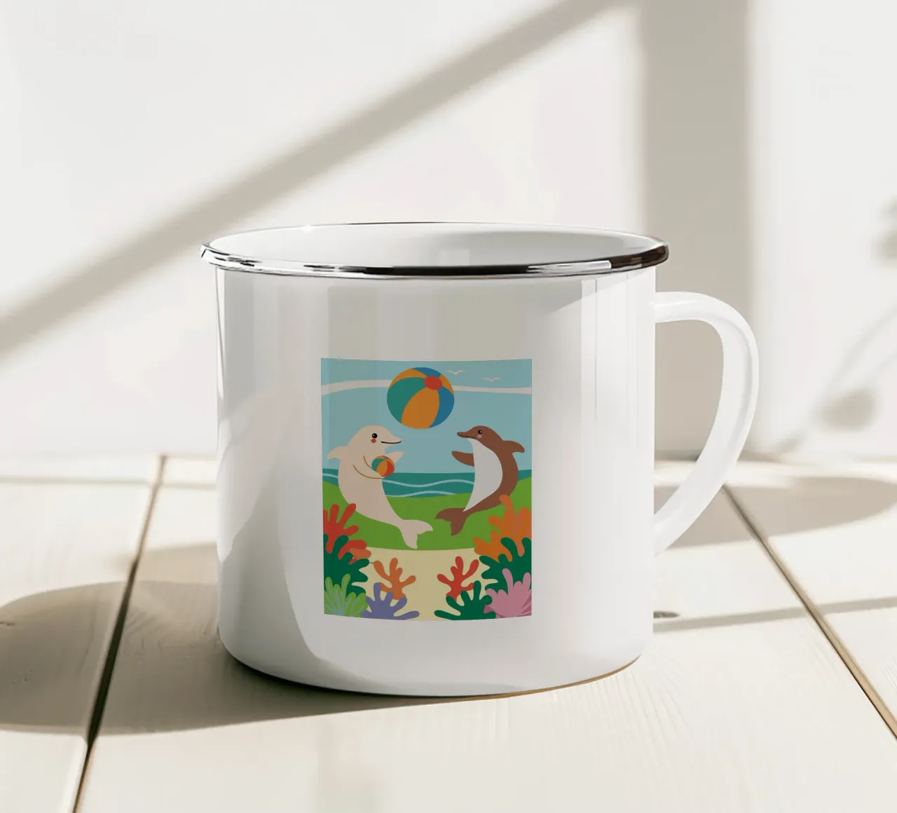 I Delfini giocano tazza in smalto da CUTE ANIMALS