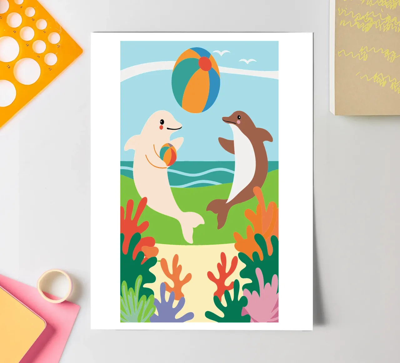 Dolfijnen spelen stickervel van CUTE ANIMALS