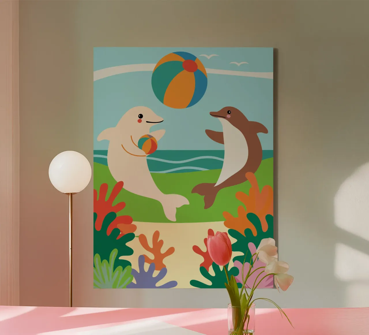 Dolphins Play canvas by CUTE ANIMALS