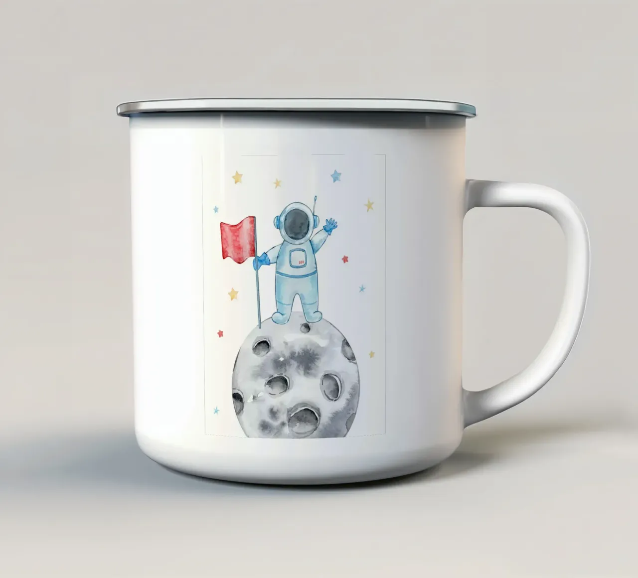 Astronaut on the moon tazza in smalto da vintageshop