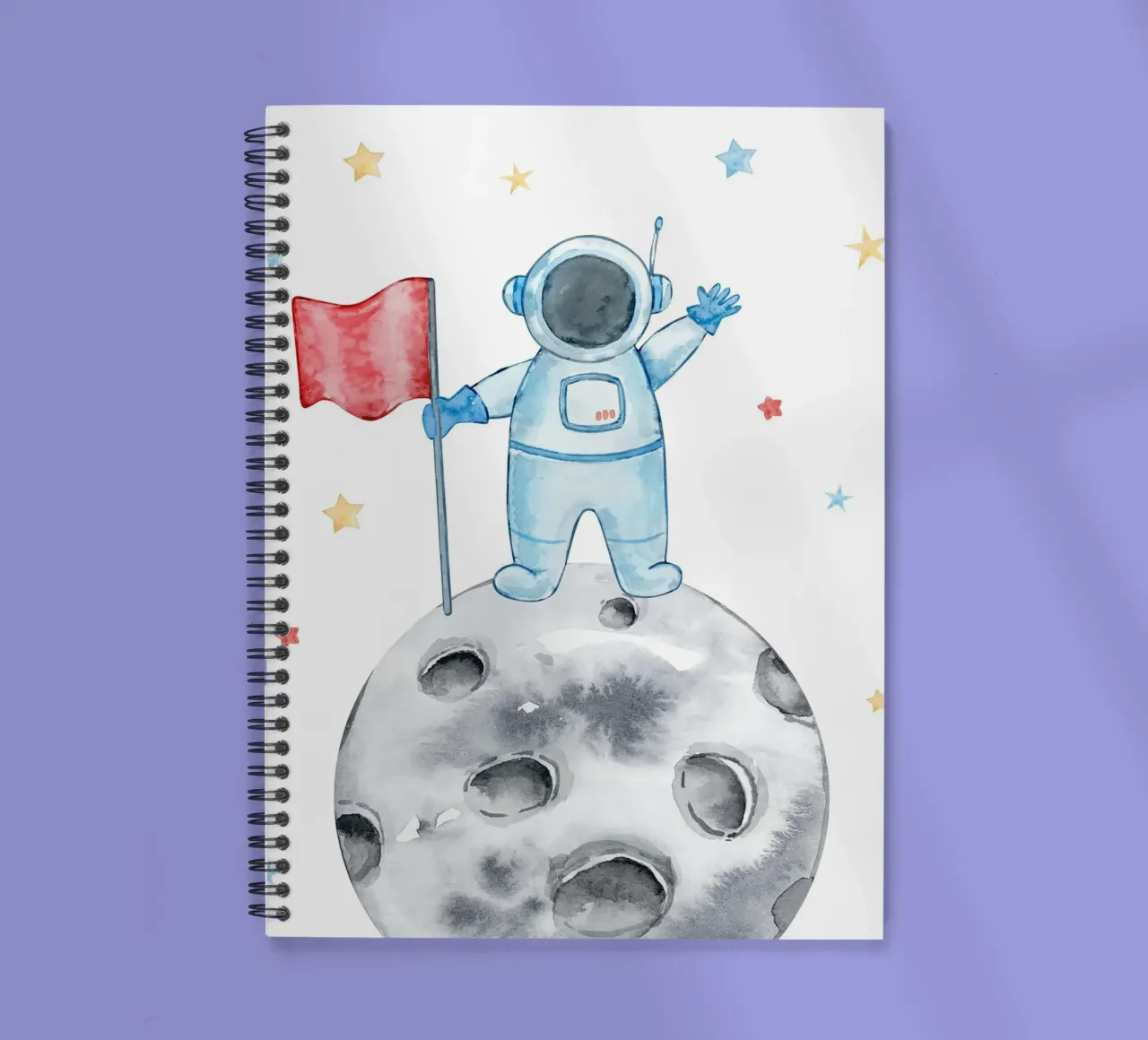Astronaut on the moon spiral notebook by vintageshop