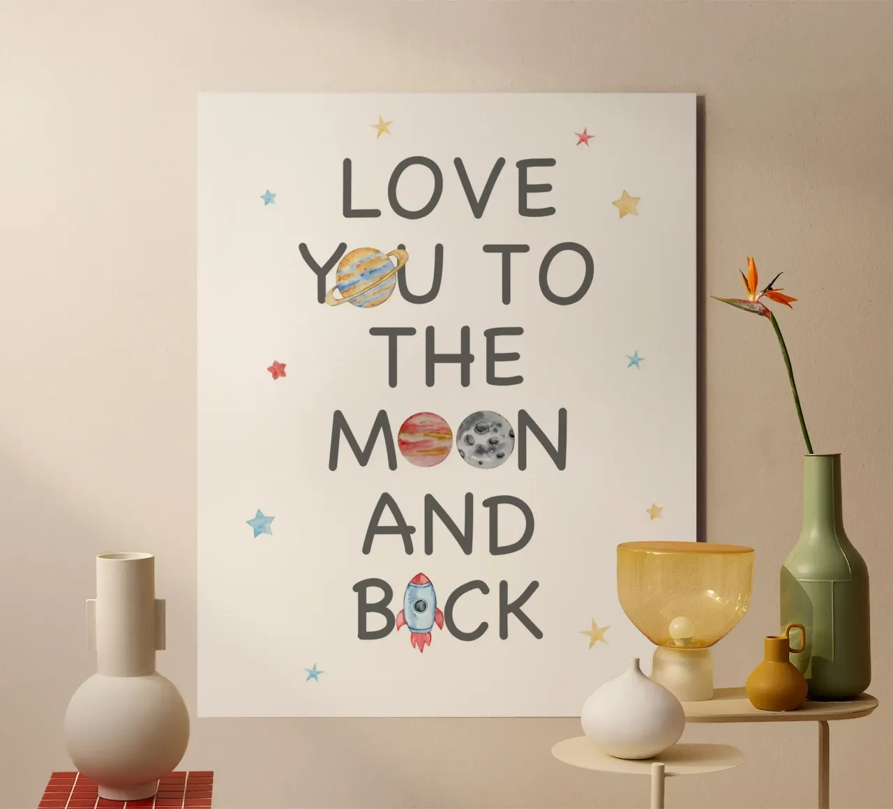 love you to the moon and back alu-dibond by vintageshop