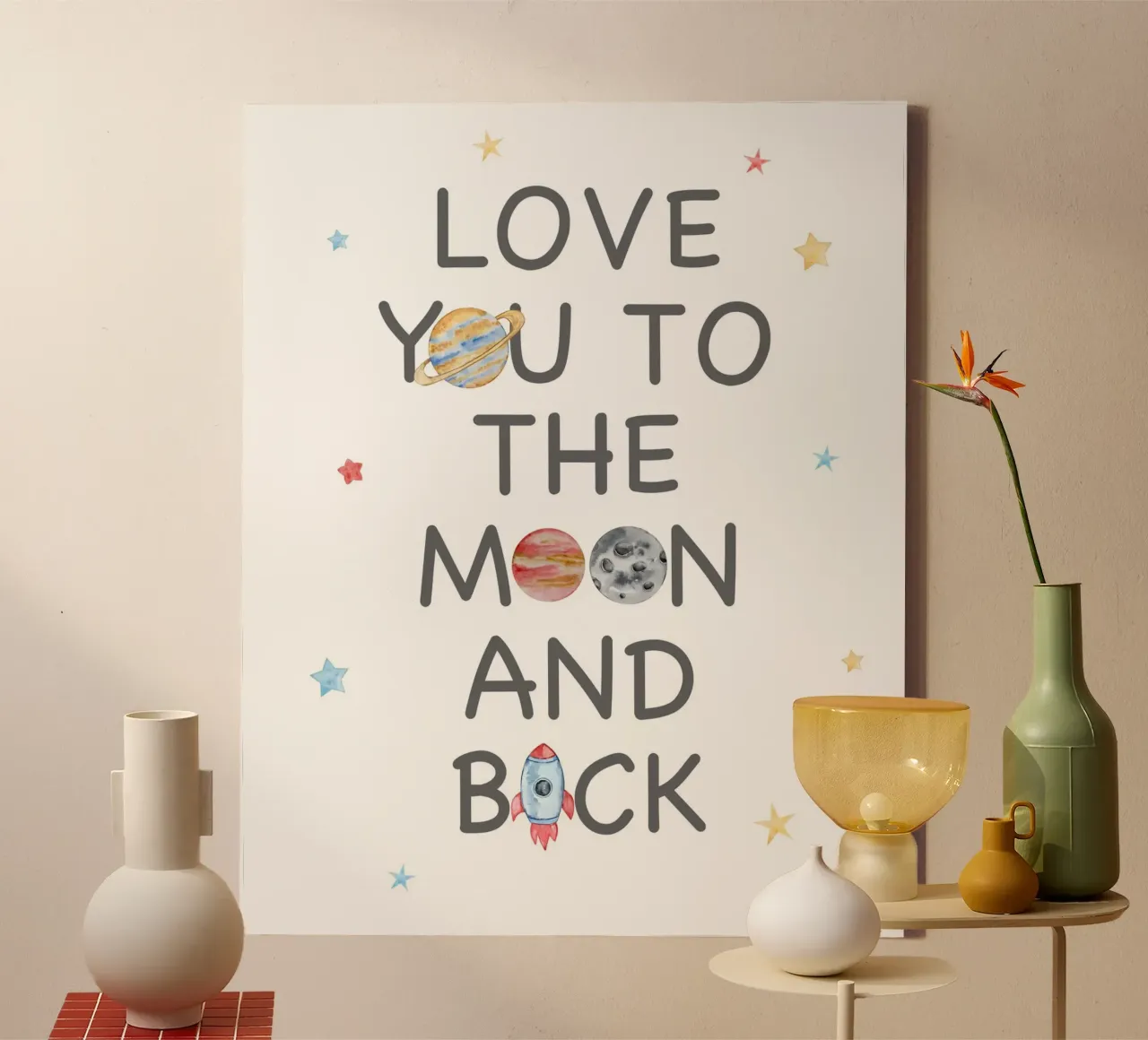 love you to the moon and back canvas by vintageshop