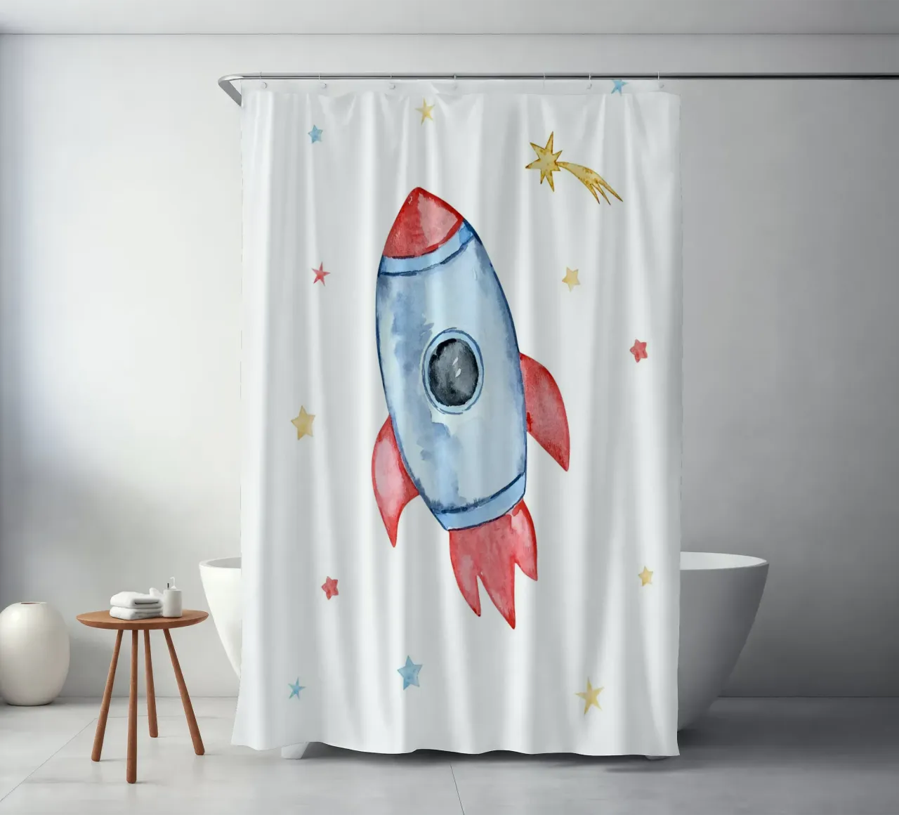 rocket and star rideau de douche de vintageshop