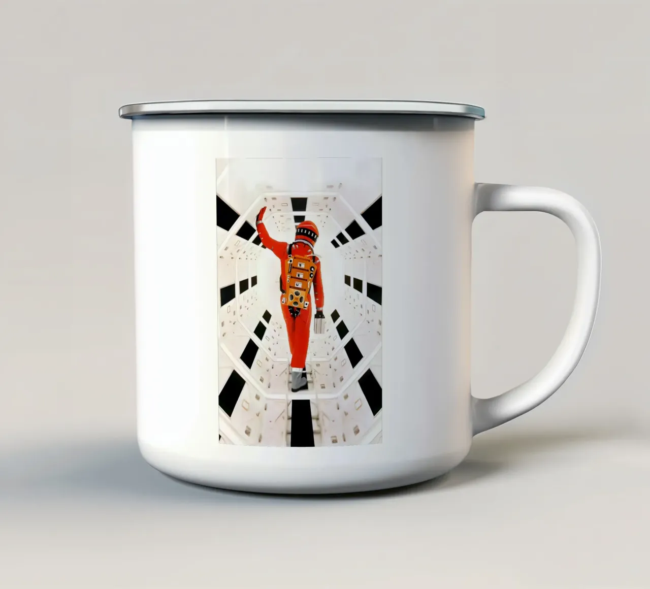 "2001: A space Odyssey" enamel mug by Low poly art