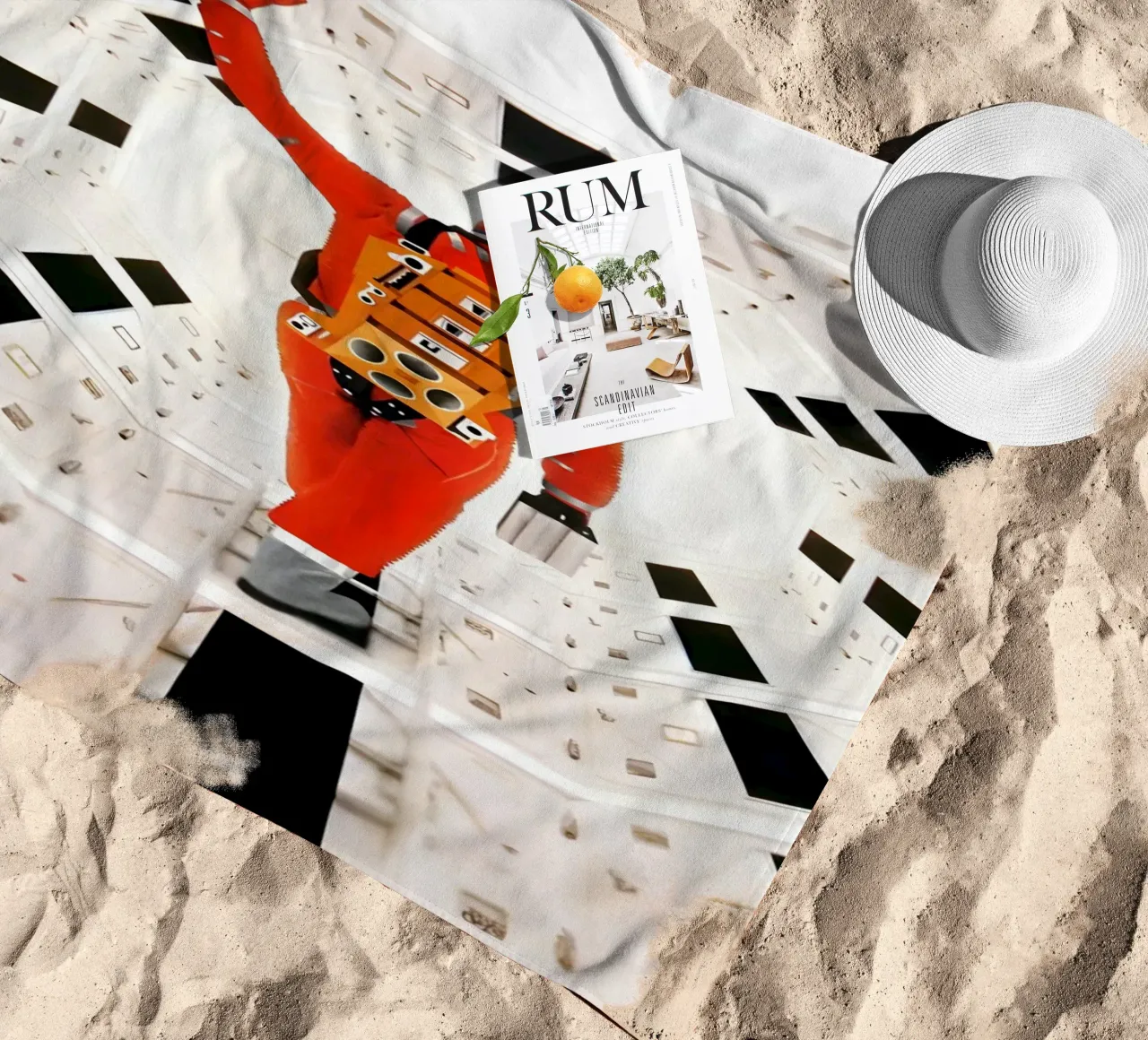 "2001: A space Odyssey" beach towel by Low poly art