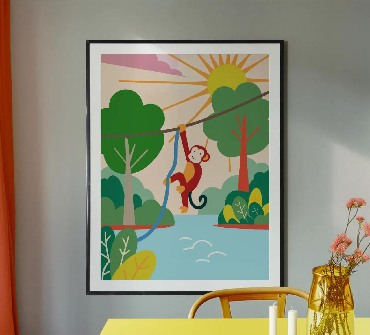 Monkey Hanging poster by CUTE ANIMALS