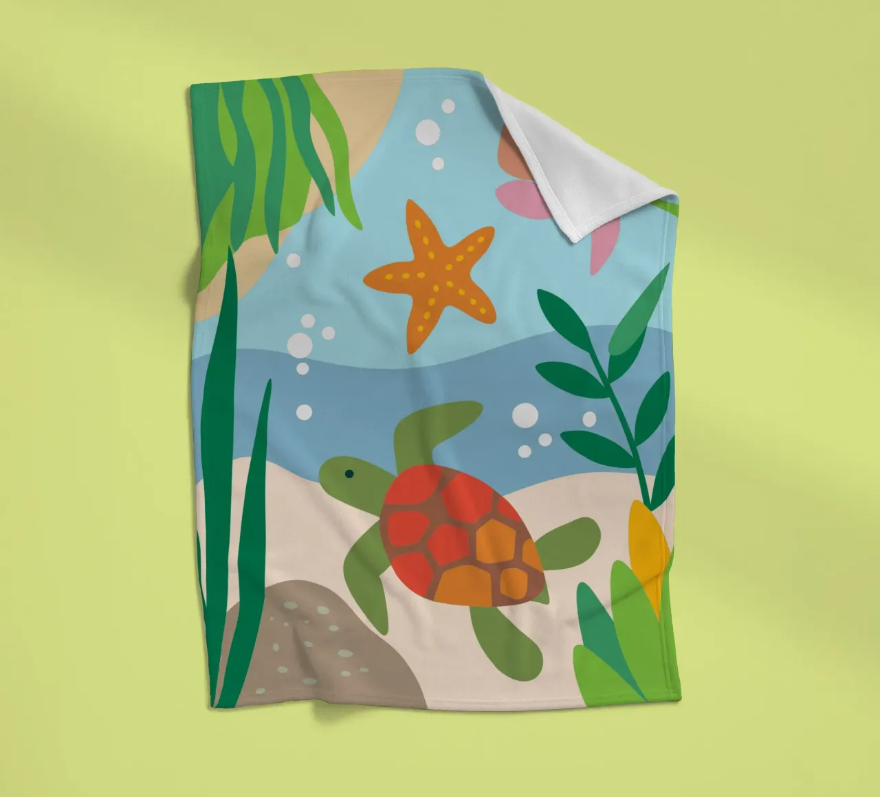 Tartarughe marine e stelle marine coperta in pile da CUTE ANIMALS