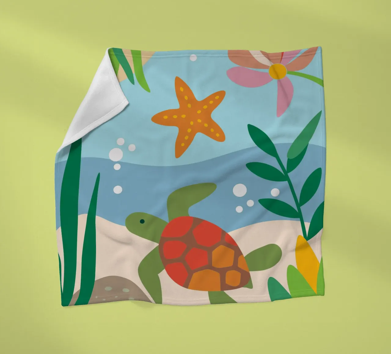 Tartarughe marine e stelle marine coperta in pile da CUTE ANIMALS