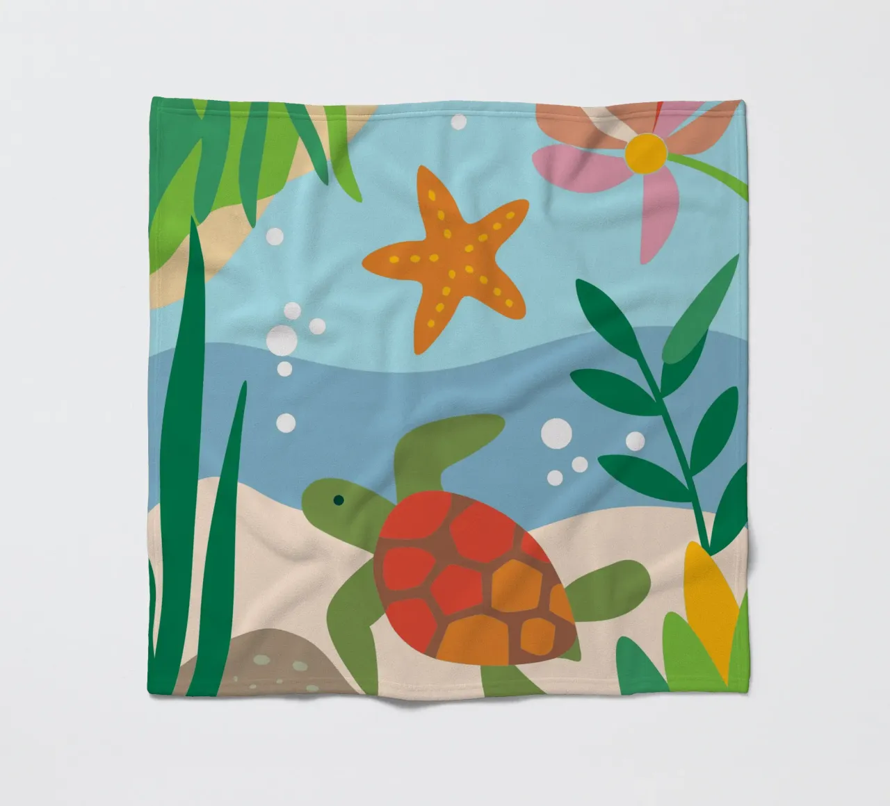 Tartarughe marine e stelle marine coperta in pile da CUTE ANIMALS