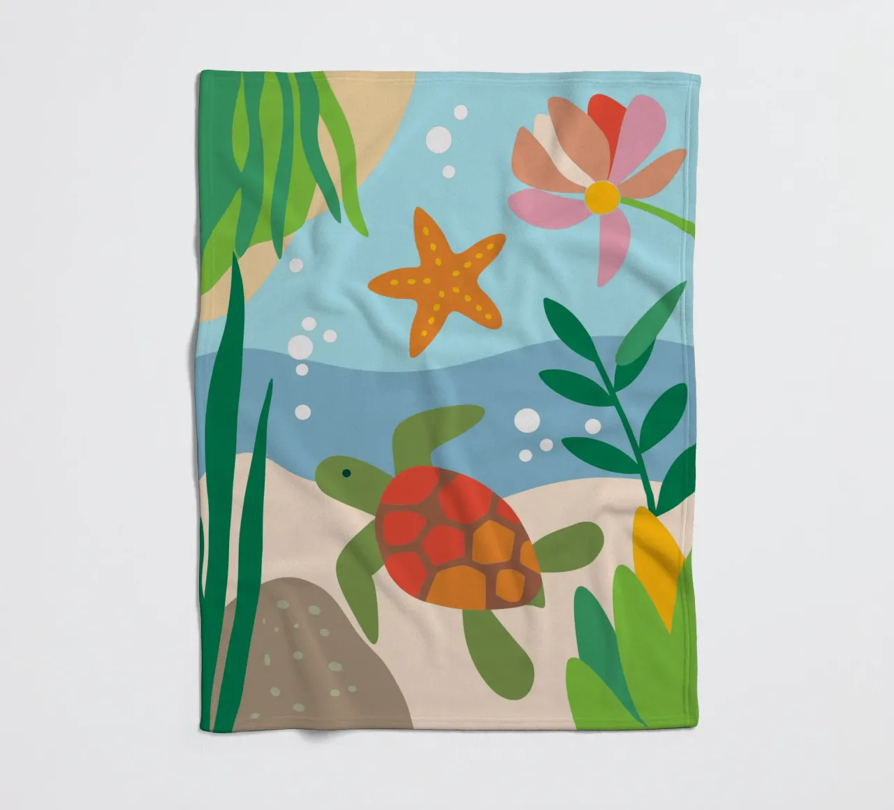 Tartarughe marine e stelle marine coperta in pile da CUTE ANIMALS