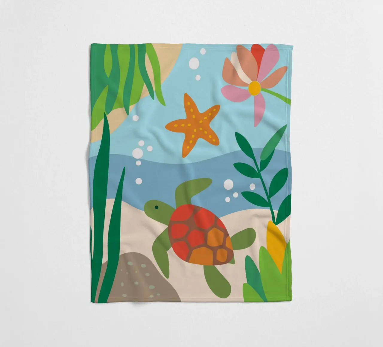 Tartarughe marine e stelle marine coperta in pile da CUTE ANIMALS