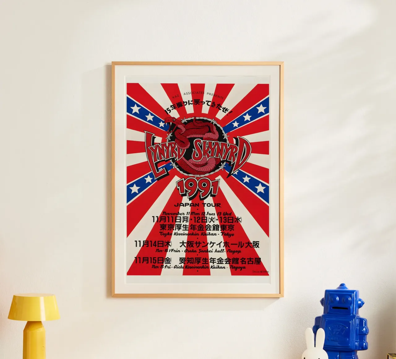 Lynyrd Skynyrd 1991 JAPAN TOUR Poster poster con telaio in legno da DGUnder