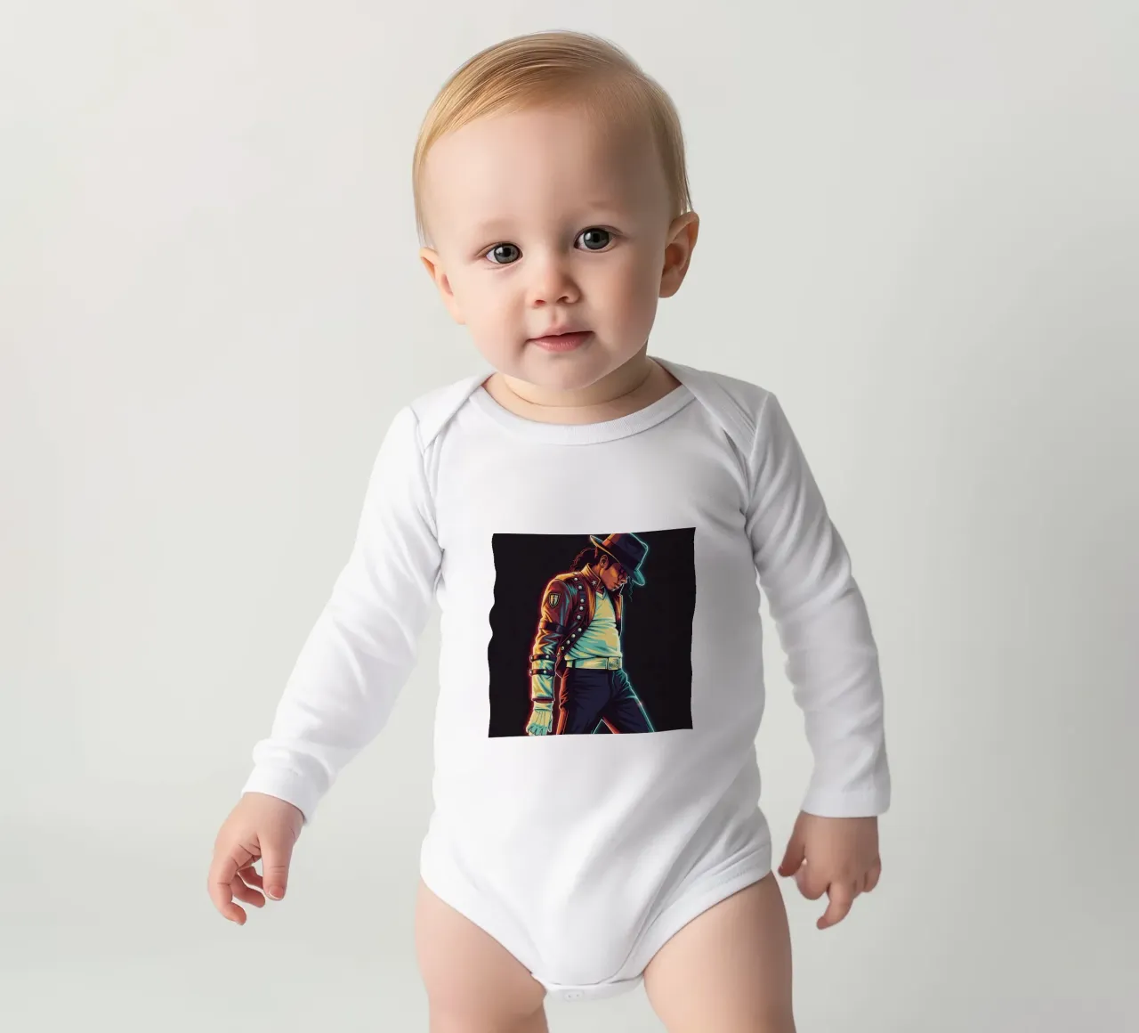 Michael Jackson iconic style long-sleeve baby romper by Lembayung art