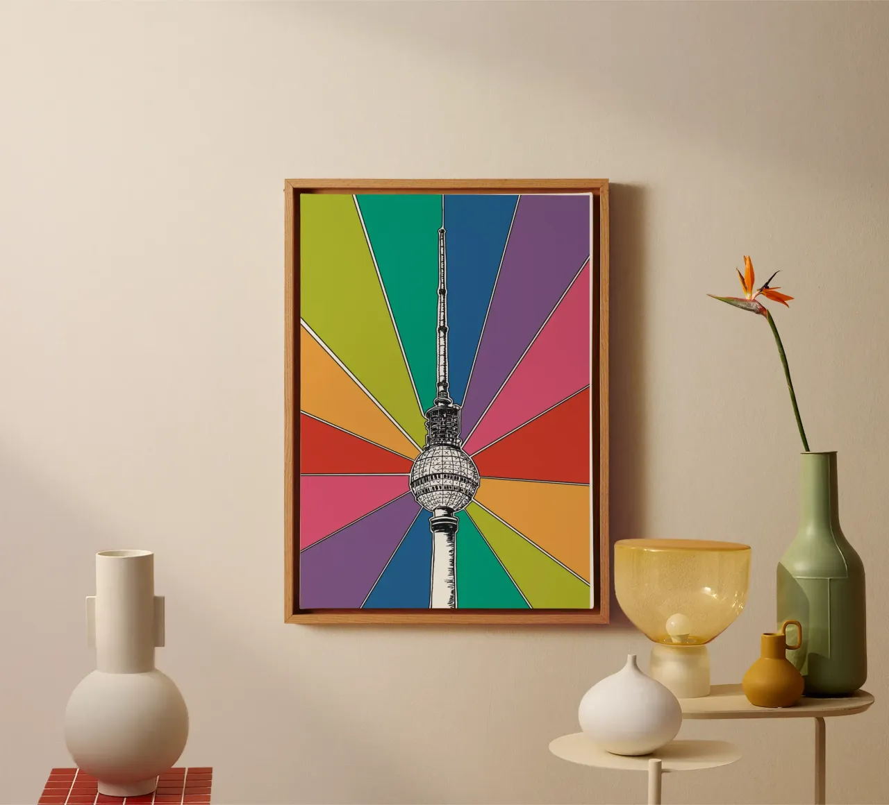 Rainbow Berliner Fernsehturm tela con Cornice a cassetta da KP Design