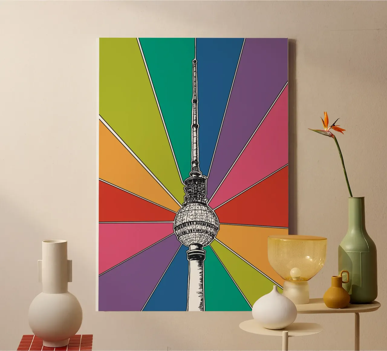 Rainbow Berliner Fernsehturm tela con Cornice a cassetta da KP Design