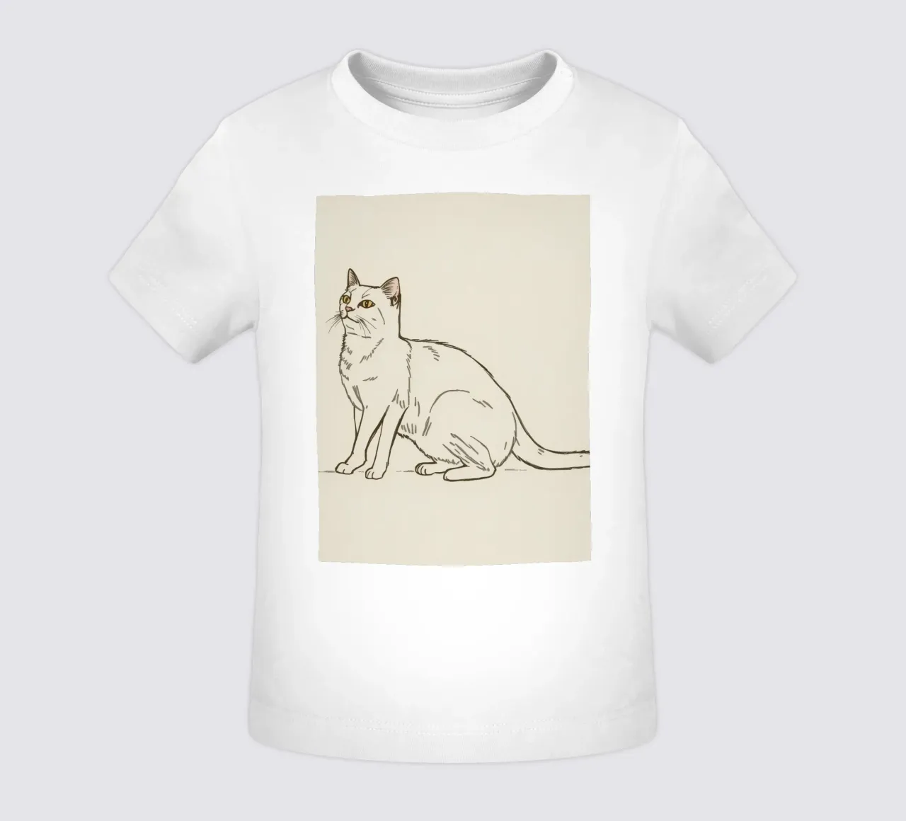 Gatto bianco seduto con espressione vigile in un'opera d'arte minimalista maglietta neonato da DesignDoodle