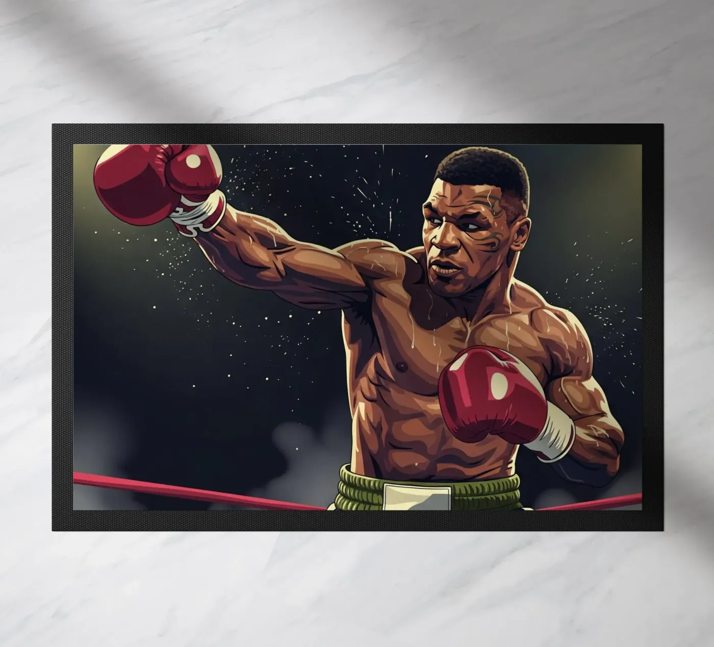 Mike Tyson upper cut doormat by Lembayung art