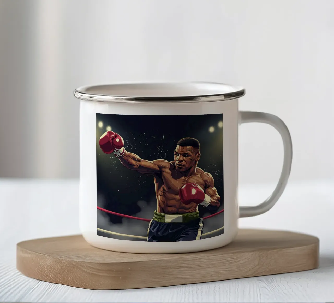 Mike Tyson upper cut tazza in smalto da Lembayung art