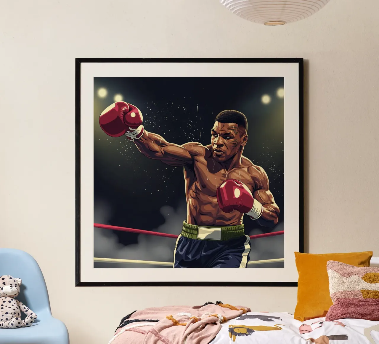 Mike Tyson upper cut poster con telaio in legno da Lembayung art