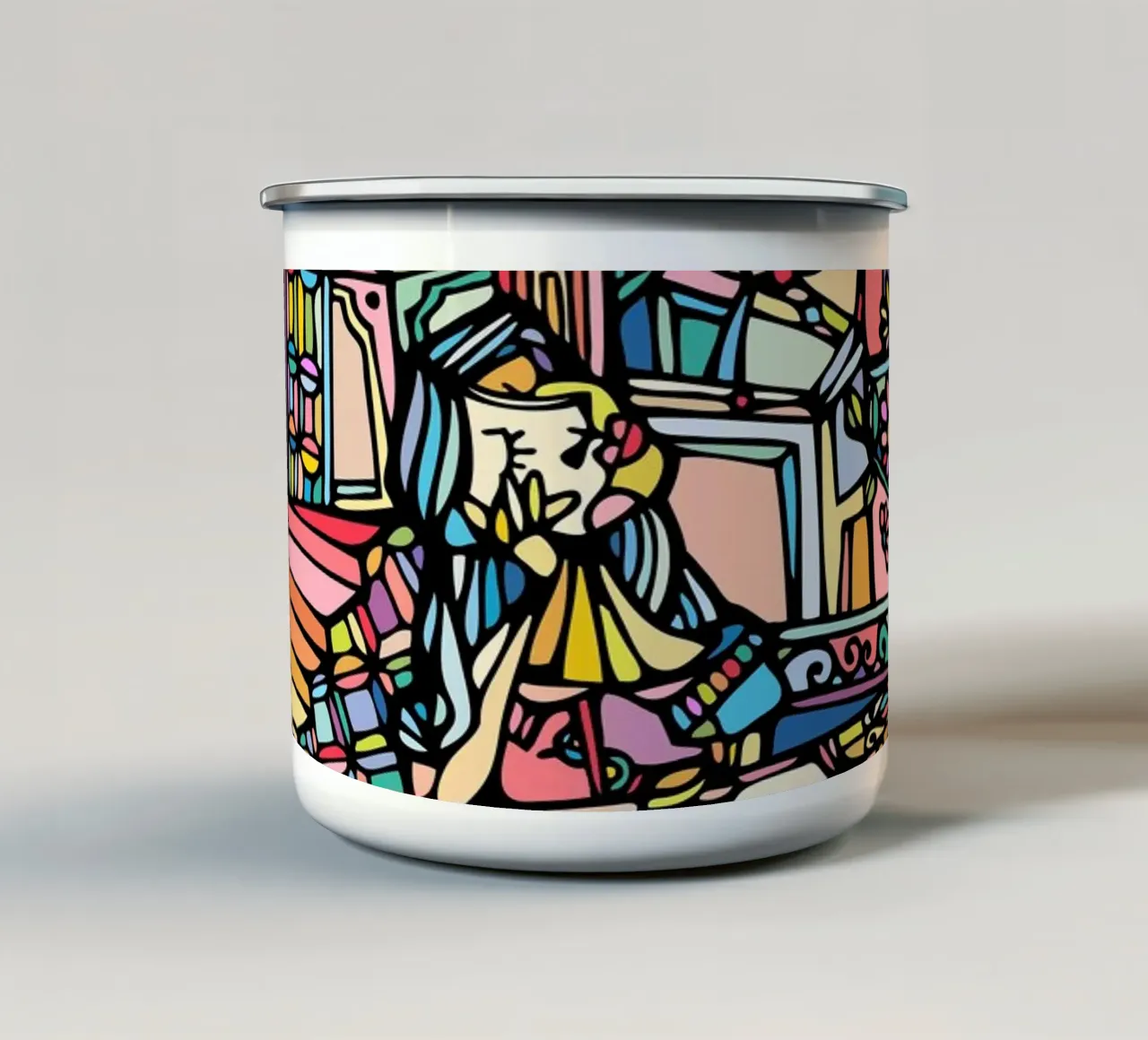 Donna sul muro tazza in smalto da Ninhol