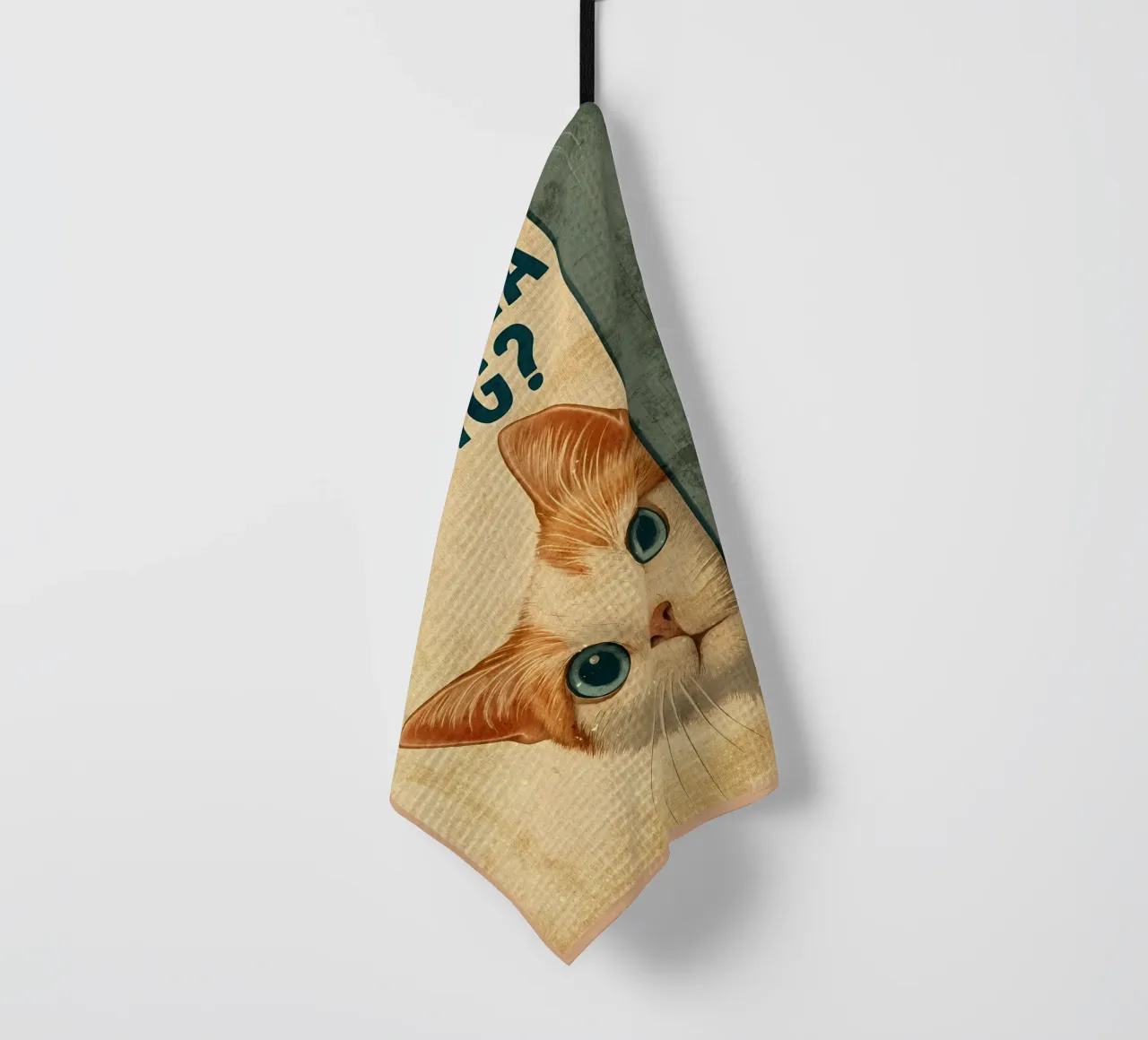 Qu'est-ce que tu fais ? Curious Cat Peeking torchon de Drew Studio