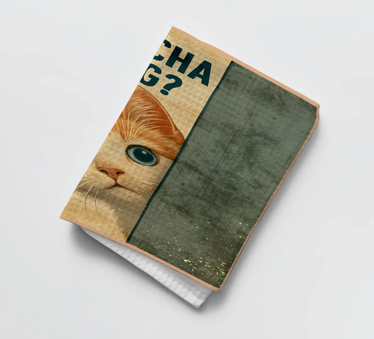 Qu'est-ce que tu fais ? Curious Cat Peeking torchon de Drew Studio