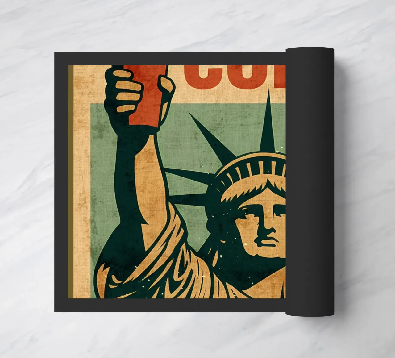 Poster per il caffè con la Statua della Libertà zerbino da Drew Studio