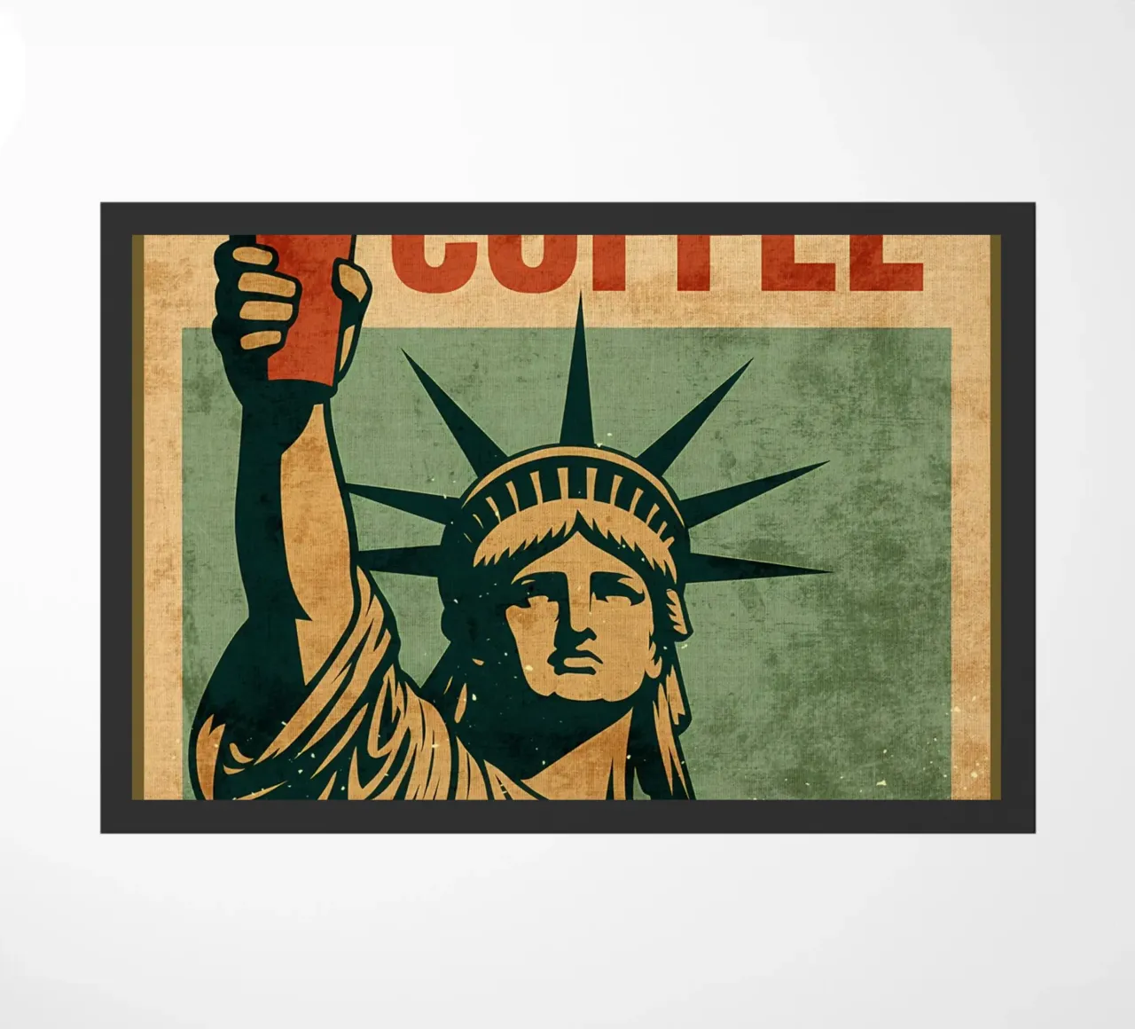Poster per il caffè con la Statua della Libertà zerbino da Drew Studio