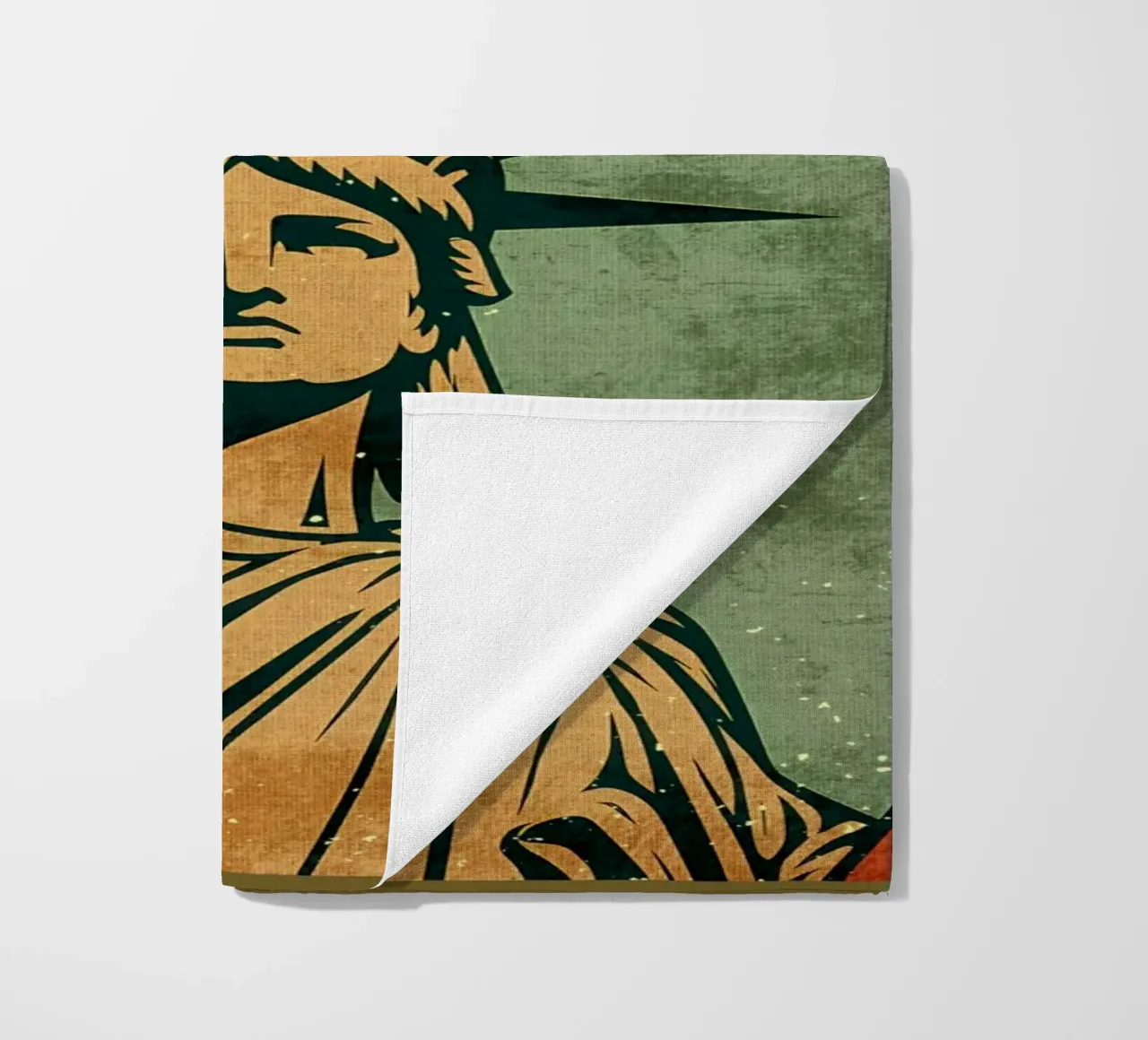 Poster per il caffè con la Statua della Libertà telo mare da Drew Studio