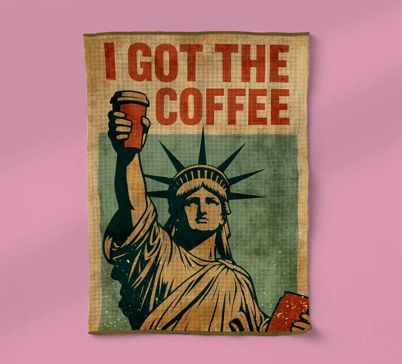 Poster per il caffè con la Statua della Libertà canovaccio da cucina da Drew Studio