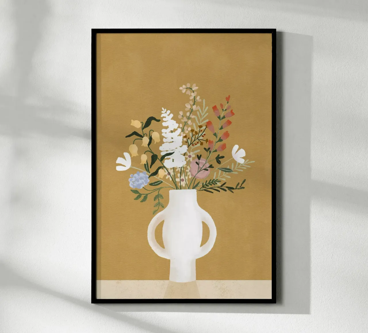 Flowers in Vase poster con telaio in legno da Goed Blauw