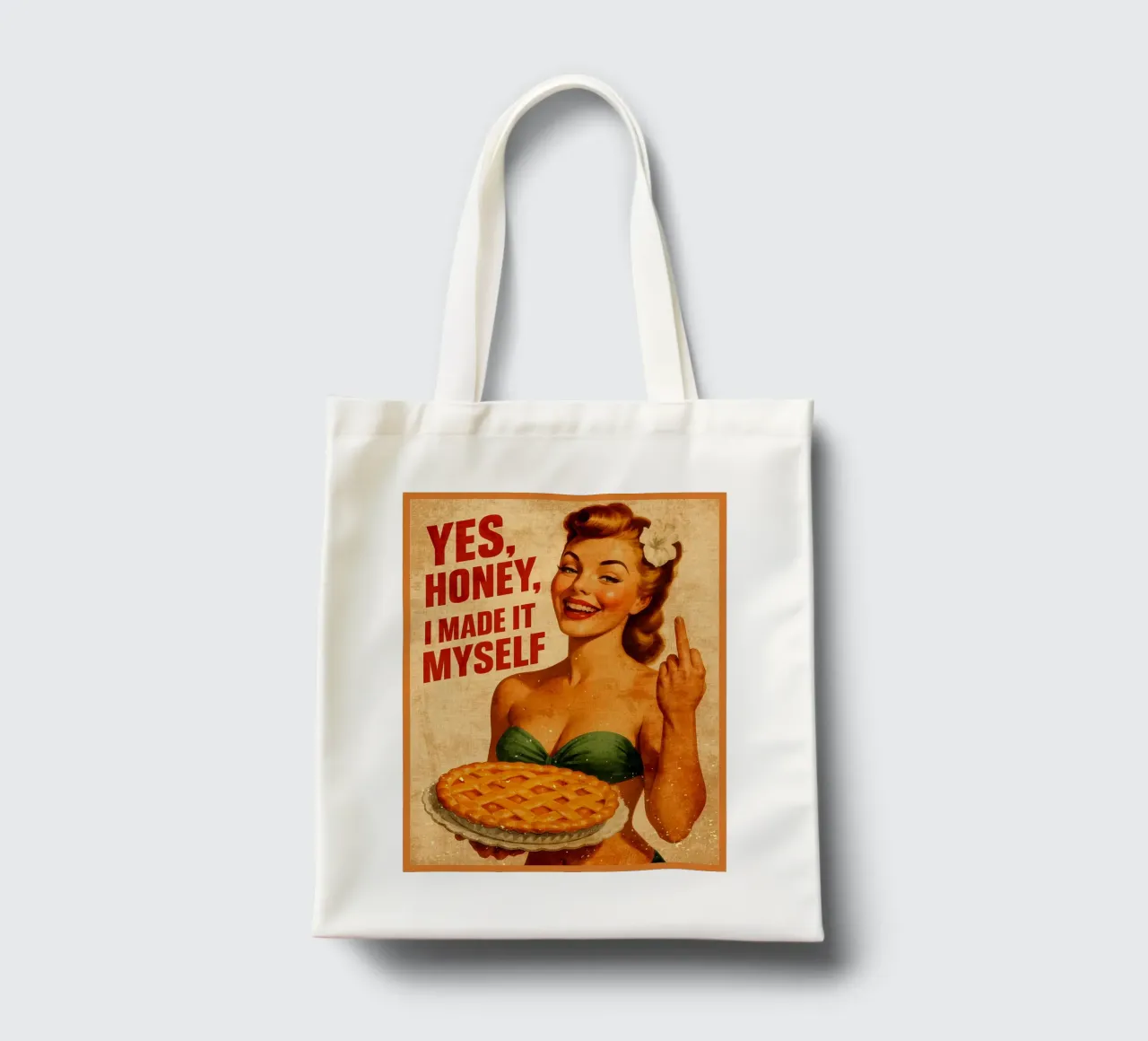 Ragazza Pin-Up retrò con cucina divertente borsa in juta da Drew Studio