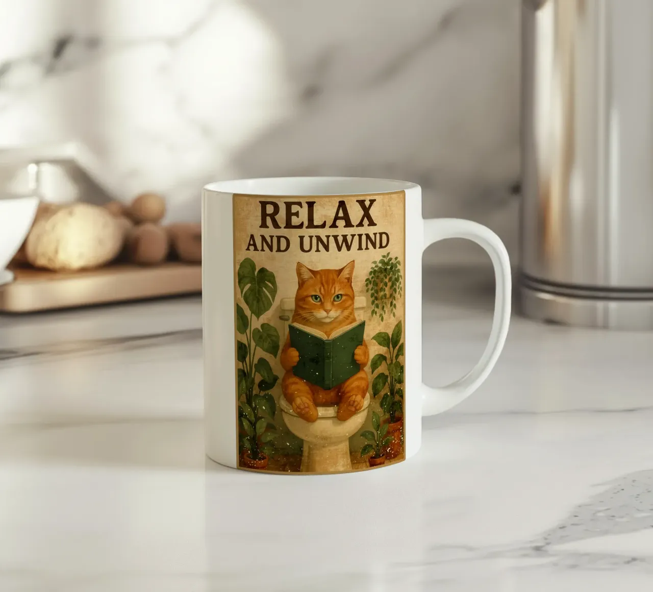 Rilassarsi e distendersi_ Umorismo da bagno tazza in ceramica da Drew Studio