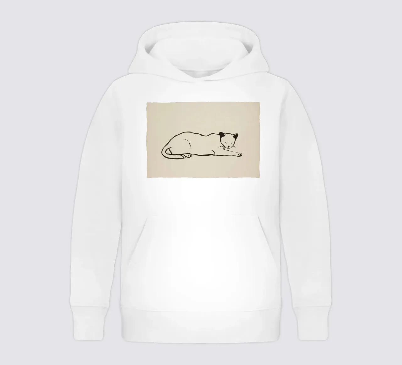 Relaxed cat resting comfortably with eyes closed kids hoodie by DesignDoodle