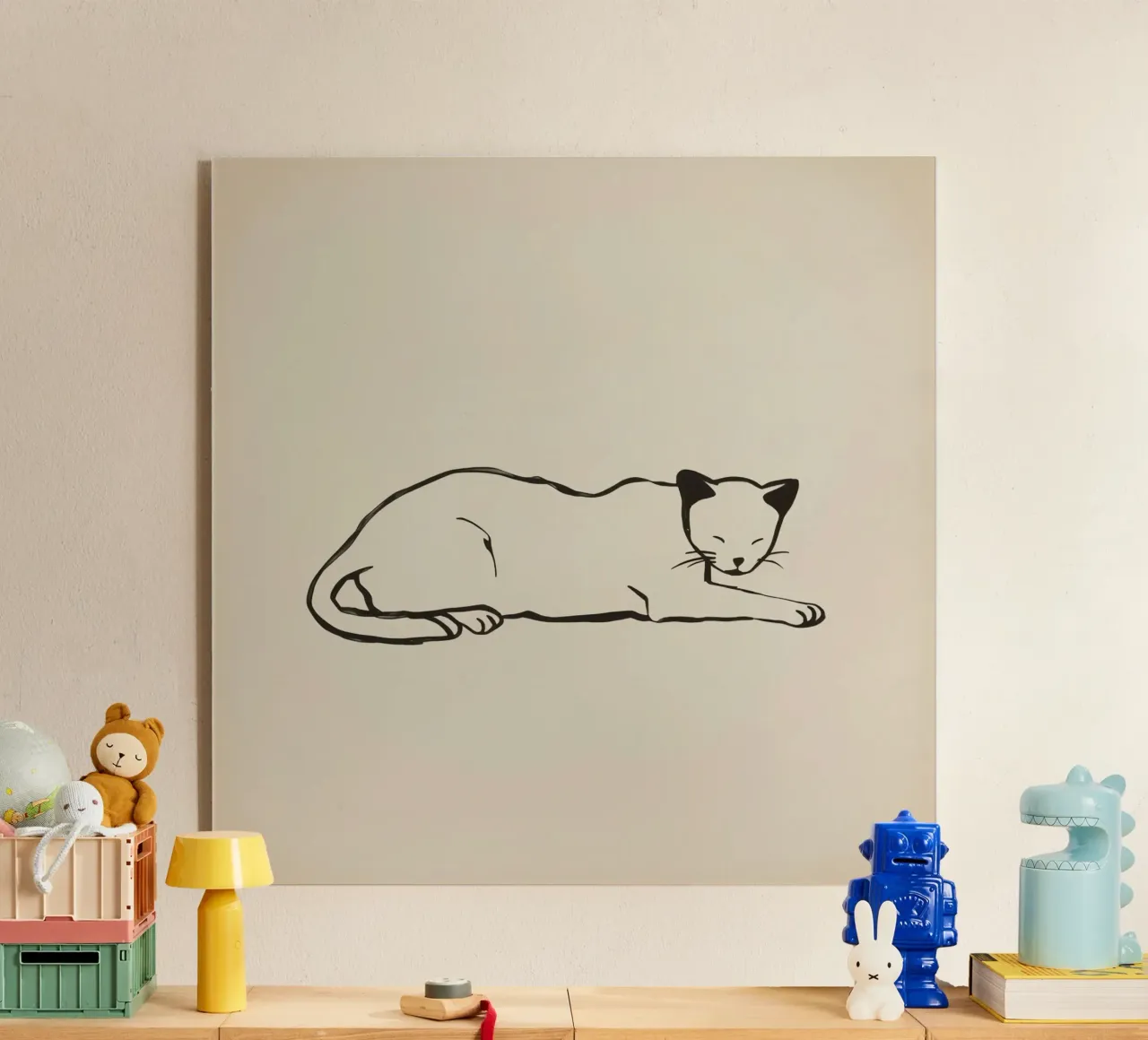 Gato relajado descansando cómodamente con los ojos cerrados metacrilato de DesignDoodle