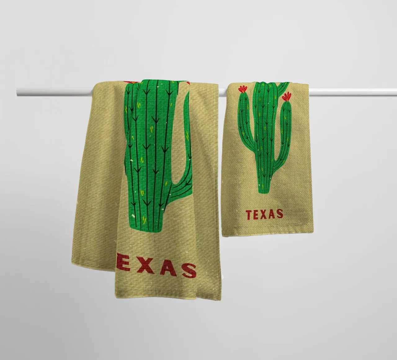 Illustrazione di cactus di Austin Texas asciugamano da bagno da Drew Studio