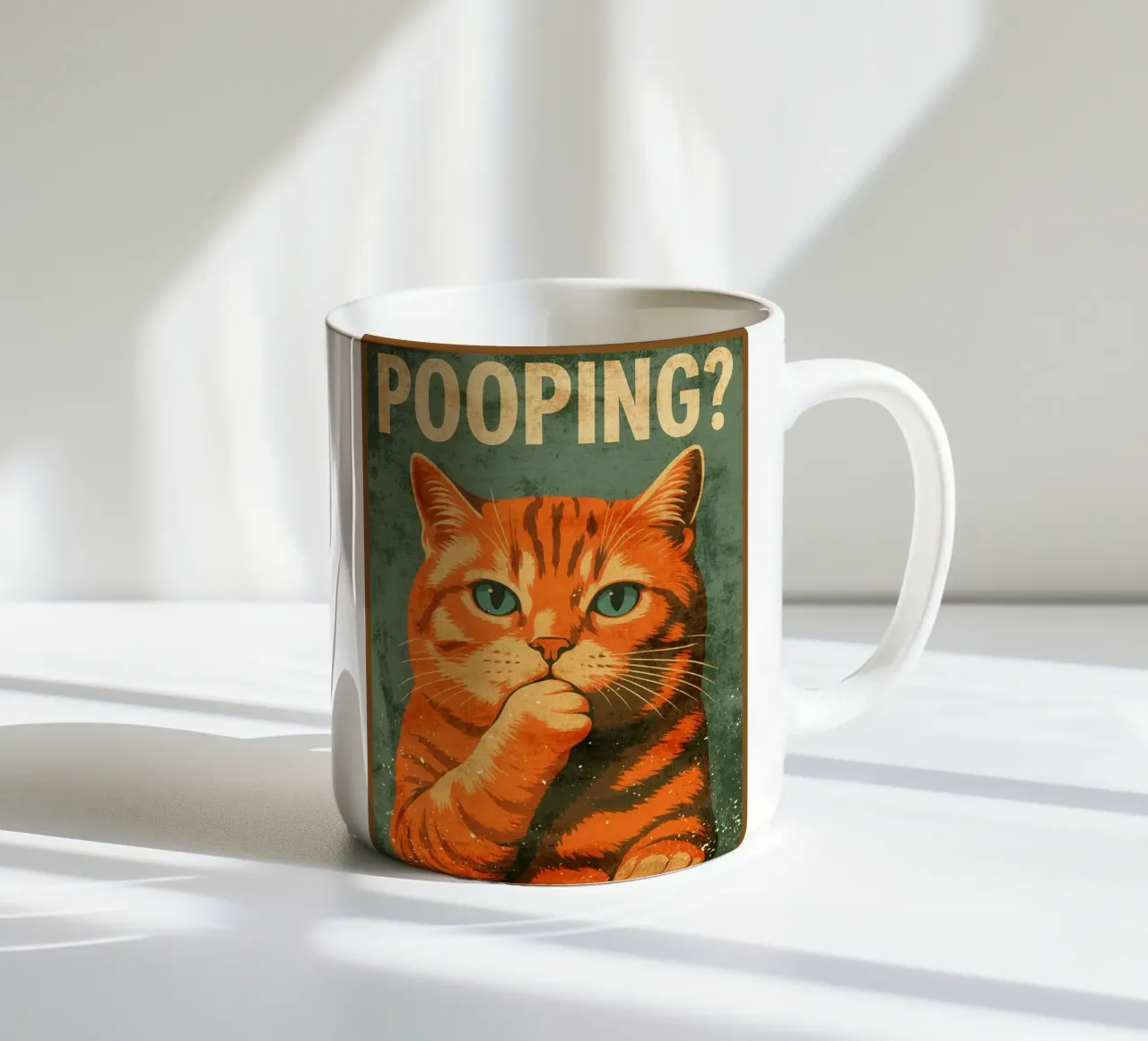 Cacca di gatto contemplativa tazza in ceramica da Drew Studio