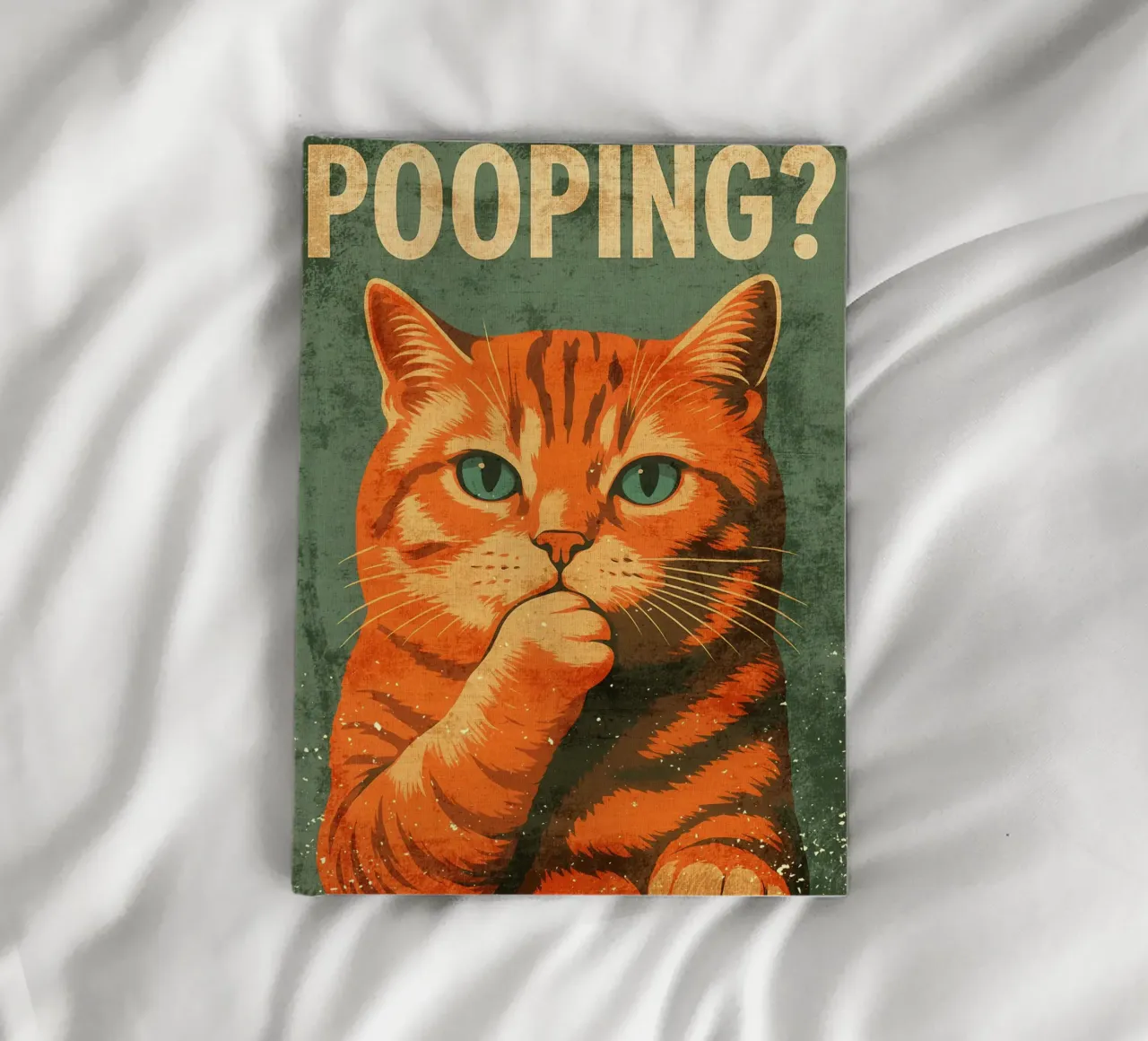 Contemplative Cat Pooping notebook by Drew Studio
