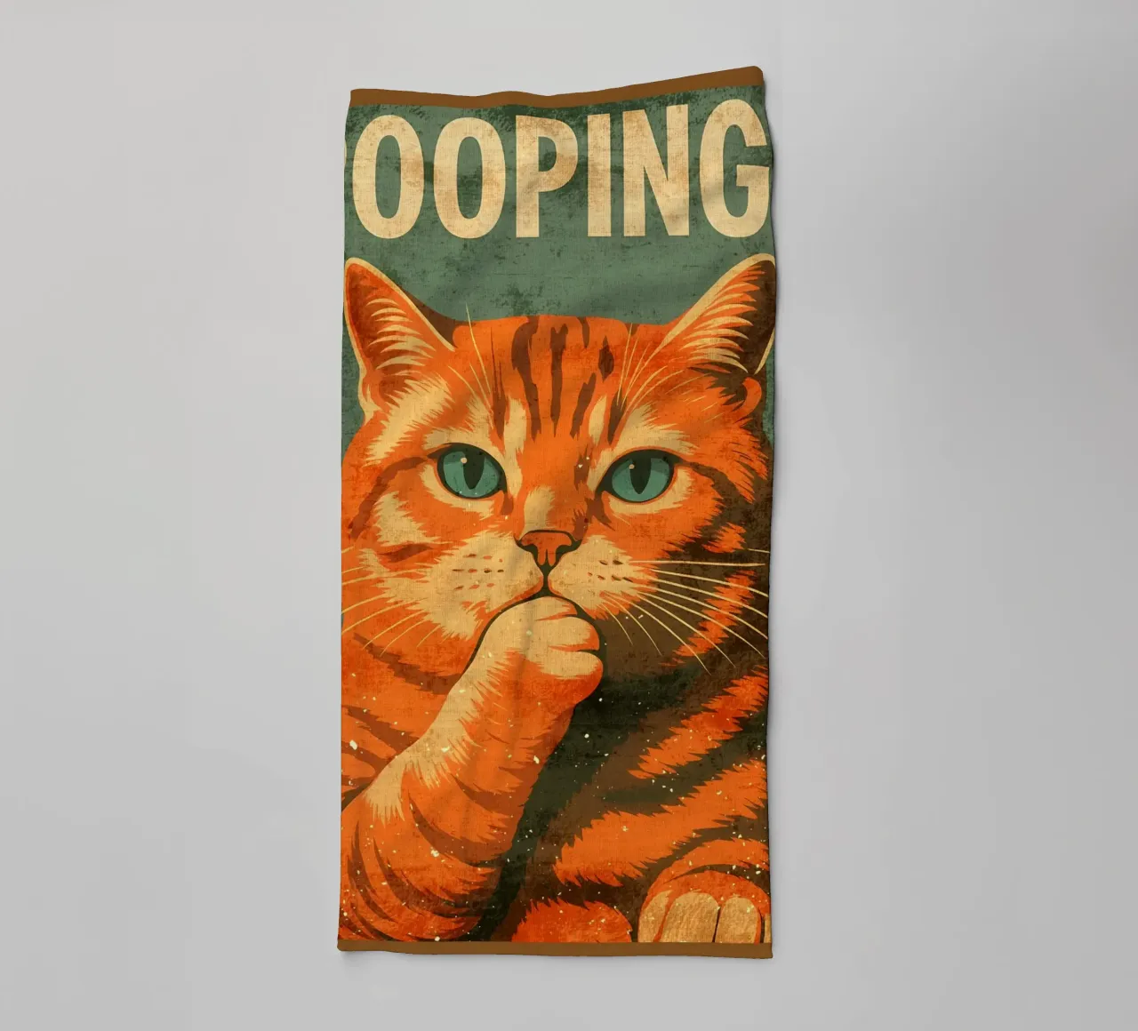 Contemplative Cat Pooping towel by Drew Studio