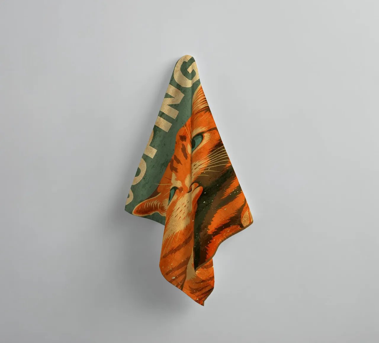 Contemplative Cat Pooping towel by Drew Studio