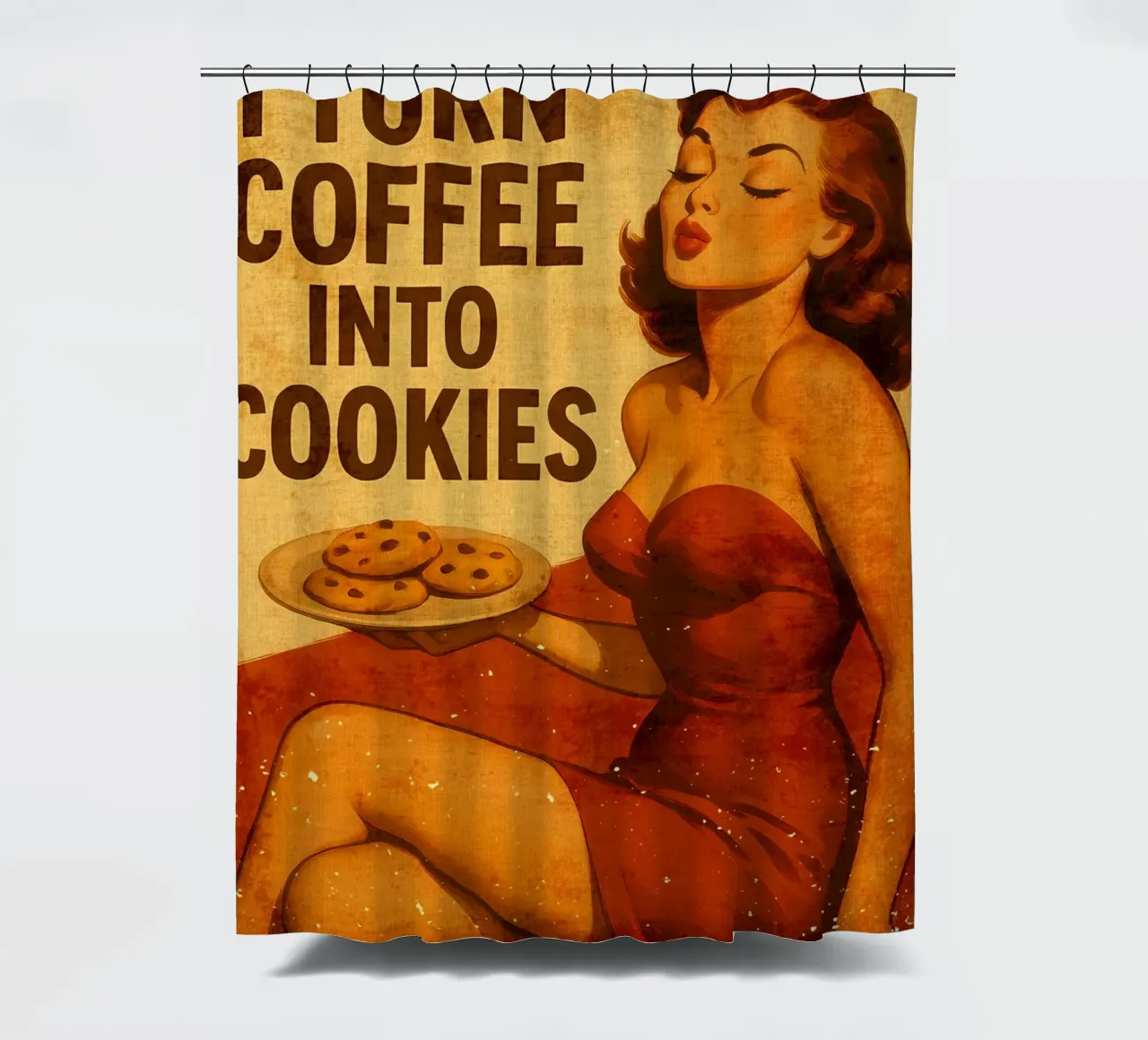 Arte retrò dal caffè ai biscotti tenda da doccia da Drew Studio