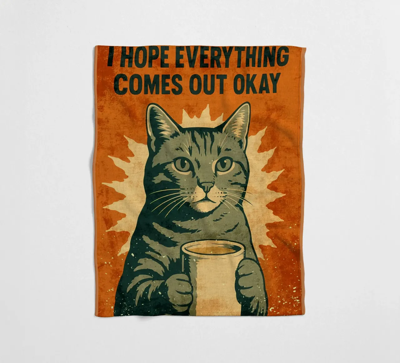Gatto con caffè - Messaggio di speranza per la toilette coperta in pile da Drew Studio