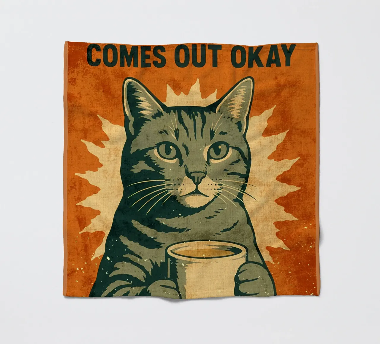 Gatto con caffè - Messaggio di speranza per la toilette coperta in pile da Drew Studio