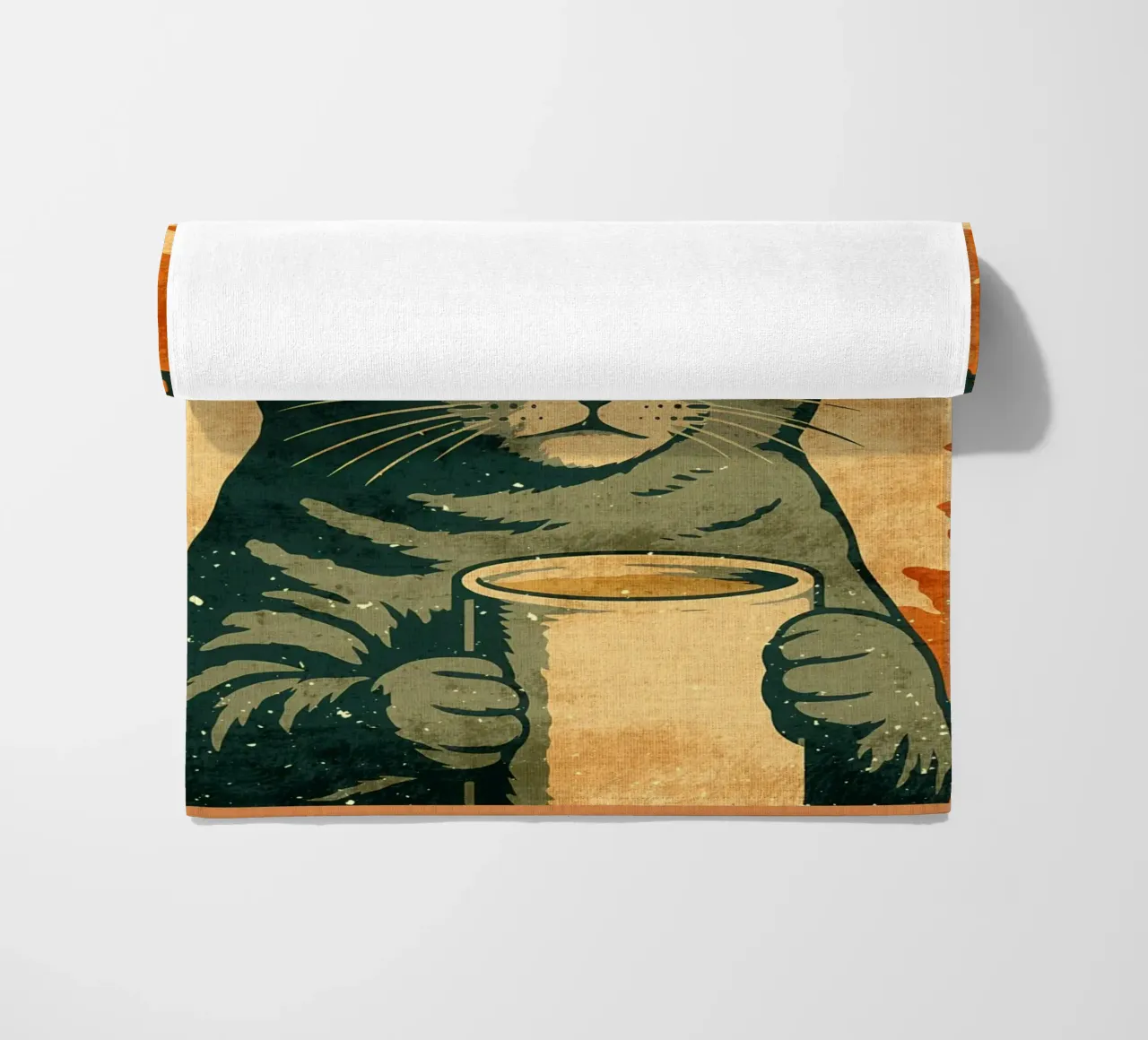 Gatto con caffè - Messaggio di speranza per la toilette telo mare da Drew Studio