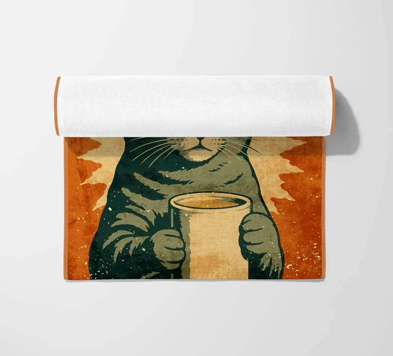 Gatto con caffè - Messaggio di speranza per la toilette telo mare da Drew Studio