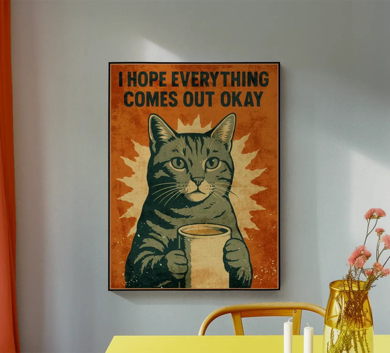 Gatto con caffè - Messaggio di speranza per la toilette plexiglass da Drew Studio